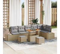vidaXL Set Divano da Giardino 9 pz 8-Numero di posti Beige Poly Rattan