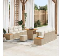 vidaXL Set Divano da Giardino 9 pz 8-Numero di posti Beige Poly Rattan