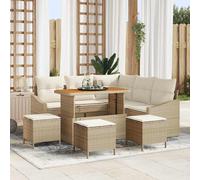 vidaXL Set Divano da Giardino 9 pz 8-Numero di posti Beige Poly Rattan