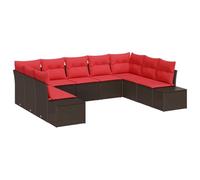 vidaXL Set Divano da Giardino 9 pz 8-Numero di posti Marrone e Rosso | Puoi personalizzarlo per adattarlo a qualsiasi spazio, Fatto con materiali che reggono all'aperto