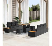 vidaXL Set Divano da Giardino 9 pz 8-Numero di posti Nero