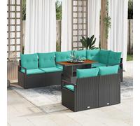 vidaXL Set Divano da Giardino 9 pz 8-Numero di posti Nero e Teal