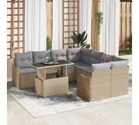 vidaXL Set Divano da Giardino 9 PCS Beige Rattan in Polipropilene, Giardino e Terrazza, Divano Esterno, Set Modulari, Lounge per Patio, Combinazione per L'Estate