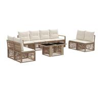 vidaXL Set Divano da Giardino 9 pz Beige e Bianco Crema polyrattan
