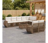 vidaXL Set di divani da giardino, 9 pezzi, beige e bianco crema, divano modulare moderno per esterni, mobili da giardino resistenti alle intemperie, seduta regolabile, comodo e morbido