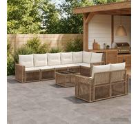 vidaXL Set di divani da giardino 9 pezzi beige e bianco crema, set da salotto da giardino resistente alle intemperie, design modulare moderno, mobili da patio per rilassarsi