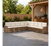 vidaXL Set di divani da giardino, 9 pezzi, beige e bianco crema, mobili da giardino, divano da esterno, design modulare, set resistente alle intemperie, divano da patio, fodere lavabili