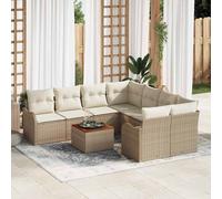 vidaXL Set Divano da Giardino 9 pz Beige e Crema polyrattan