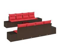 vidaXL Set Divano da Giardino 9 pz Beige e Rosso polyrattan | Parti del divano che puoi muovere facilmente per riorganizzare come vuoi, Fatto con attenzione e super qualità