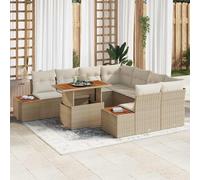 vidaXL Set Divano da Giardino 9 pz Beige Poly Rattan