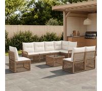 vidaXL Set di divani da giardino 9 pezzi, beige polyrattan, divano da giardino moderno, resistente alle intemperie, set lounge confortevole, mobili in rattan, sonnellini al sole