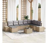 vidaXL Set Divano da Giardino 9 pz Beige polyrattan