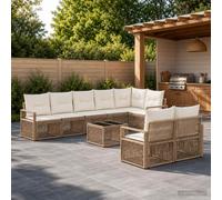 vidaXL Set divano da giardino 9 pezzi beige polyrattan, divano da giardino modulare, resistente alle intemperie, per rilassarsi all'aperto, stile moderno, in rattan