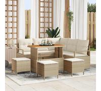 vidaXL Set Divano da Giardino 9 pz Beige polyrattan