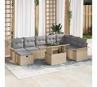vidaXL Set Divano da Giardino 9 pz Beige polyrattan