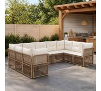 vidaXL Set di divani da giardino, 9 pezzi, beige, rattan sintetico, divano da giardino moderno, mobili resistenti alle intemperie, design modulare per sedute comode, cuscini regolabili