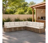vidaXL Set di 9 divani da giardino beige in rattan artificiale, design moderno e modulare, sedili da giardino resistenti alle intemperie, divano da esterno per un comfort ergonomico, mobili da salotto