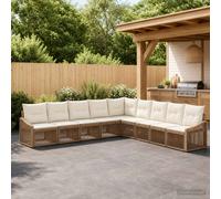 vidaXL Set di divani da giardino in rattan sintetico, 9 pezzi, beige, divano da giardino moderno, resistente alle intemperie, design modulare, gambe regolabili, mobili in rattan, poltrona per patio