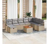 vidaXL Set Divano da Giardino 9 pz Beige polyrattan