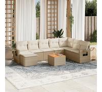 vidaXL Set Divano da Giardino 9 pz con Cuscini Beige in Polyrattan