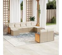 vidaXL Set Divano da Giardino 9 pz con Cuscini Beige in Polyrattan
