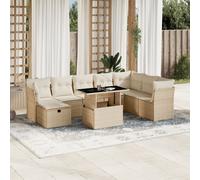 vidaXL Set Divano da Giardino 9 pz con Cuscini Beige in Polyrattan