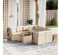 vidaXL Set Divano da Giardino 9 pz con Cuscini Beige in Polyrattan