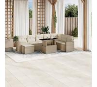 vidaXL Set Divano da Giardino 9 pz con Cuscini Beige in Polyrattan