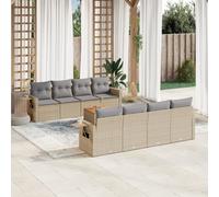 vidaXL Set Divano da Giardino 9 pz con Cuscini Beige in Polyrattan