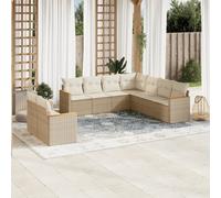 vidaXL Set Divano da Giardino 9 pz con Cuscini Beige in Polyrattan