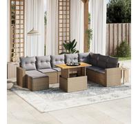 vidaXL Set Divano da Giardino 9 pz con Cuscini Beige in Polyrattan