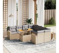 vidaXL Set Divano da Giardino 9 pz con Cuscini Beige in Polyrattan