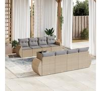 vidaXL Set Divano da Giardino 9 pz con Cuscini Beige in Polyrattan