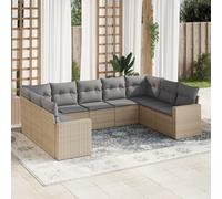 vidaXL Set Divano da Giardino 9 pz con Cuscini Beige in Polyrattan