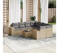 vidaXL Set Divano da Giardino 9 pz con Cuscini Beige in Polyrattan