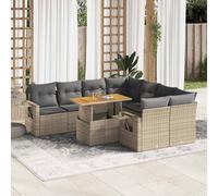 DIVANO DA GIARDINO VIDAXL 9 pz con Cuscini Beige in Polyrattan - 3327132
