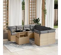 vidaXL Set Divano da Giardino 9 pz con Cuscini Beige in Polyrattan