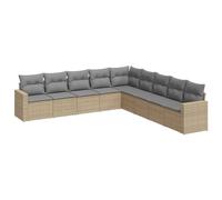 vidaXL Set Divano da Giardino 9 pz con Cuscini Beige in Polyrattan