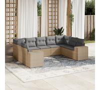 vidaXL Set Divano da Giardino 9 pz con Cuscini Beige in Polyrattan