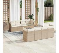 vidaXL Set Divano da Giardino 9 pz con Cuscini Beige in Polyrattan