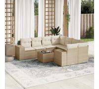 vidaXL Set Divano da Giardino 9 pz con Cuscini Beige in Polyrattan