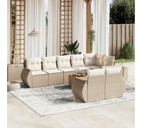 vidaXL Set Divano da Giardino 9 pz con Cuscini Beige in Polyrattan