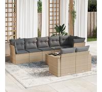 vidaXL Set Divano da Giardino 9 pz con Cuscini Beige in Polyrattan