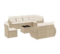 vidaXL Set Divano da Giardino 9 pz con Cuscini Beige in Polyrattan