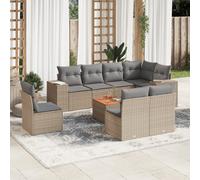 vidaXL Set Divano da Giardino 9 pz con Cuscini Beige in Polyrattan