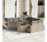 vidaXL Set Divano da Giardino 9 pz con Cuscini Beige in Polyrattan