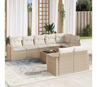 vidaXL Set Divano da Giardino 9 pz con Cuscini Beige in Polyrattan