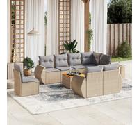 vidaXL Set Divano da Giardino 9 pz con Cuscini Beige in Polyrattan