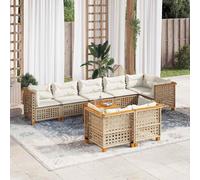 vidaXL Set Divano da Giardino 9 pz con Cuscini Beige in Polyrattan