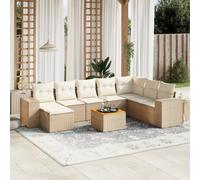 vidaXL Set Divano da Giardino 9 pz con Cuscini Beige in Polyrattan